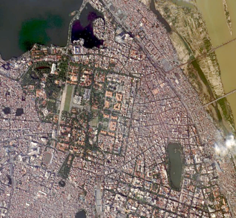 An aerial view of a city Description automatically generated